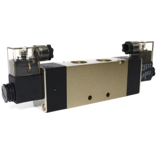 ELECTROVALVULA 5/3 CENTRO CERRADO CNX 1/4 NPT VOLTAJE 24VDC REF 4V230C-08-DC24V-LD1